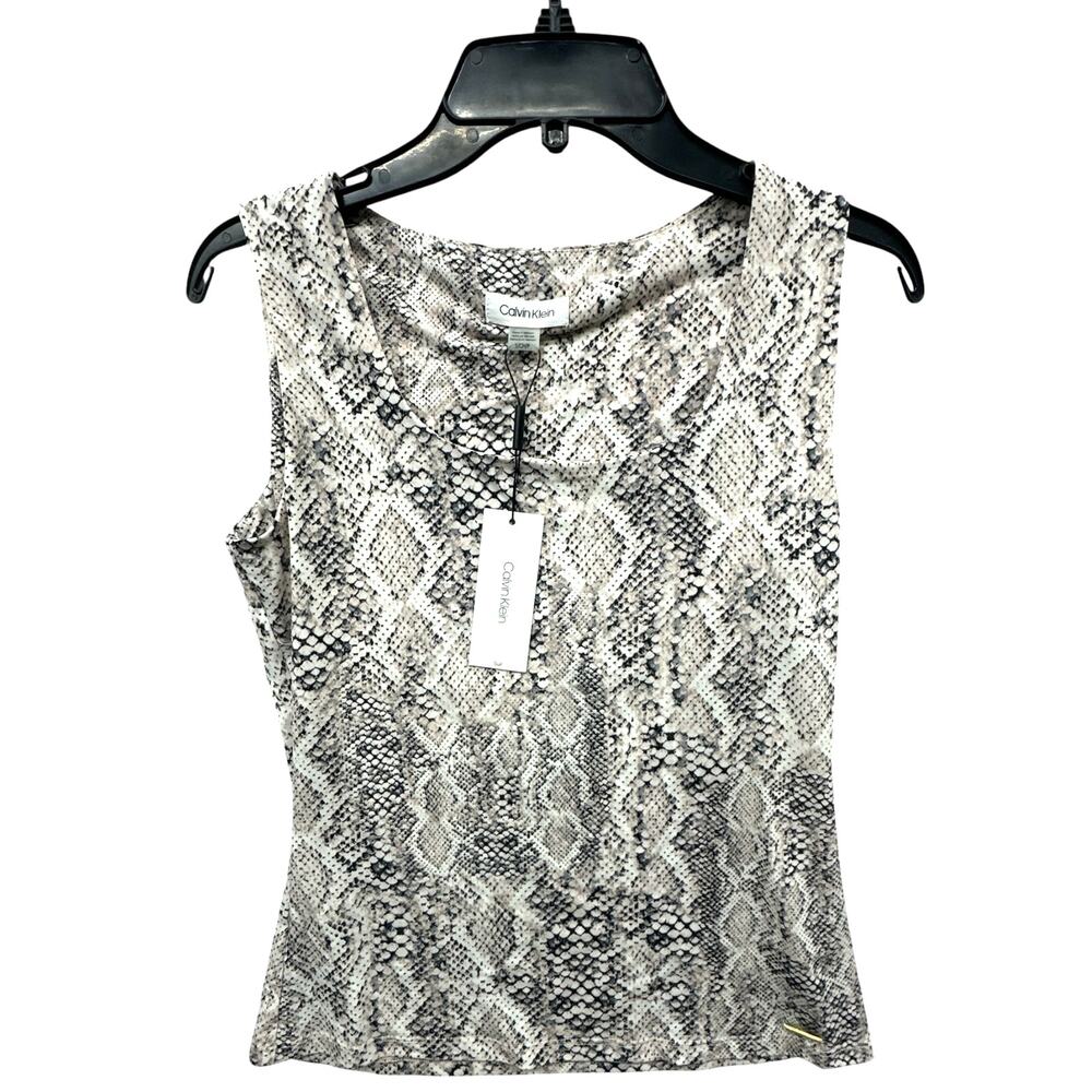 Calvin Klein Snake Print Tank Top Women S Black Blush Sleeveless Stretch